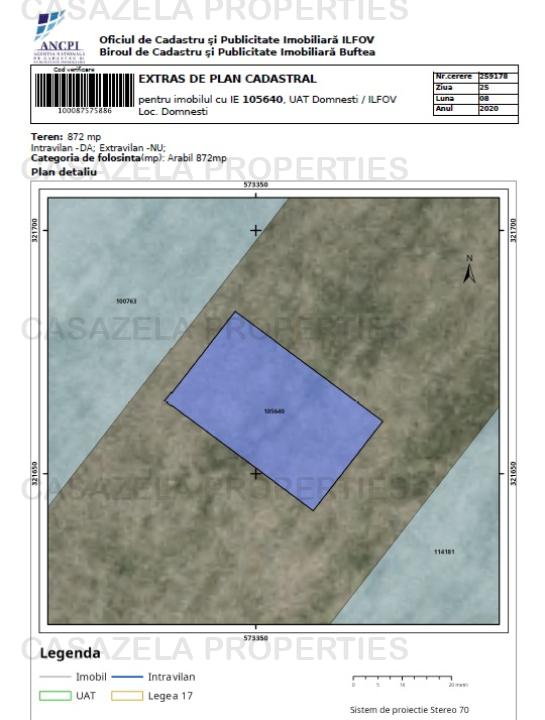 Teren intravilan 872 mp Domnesti 