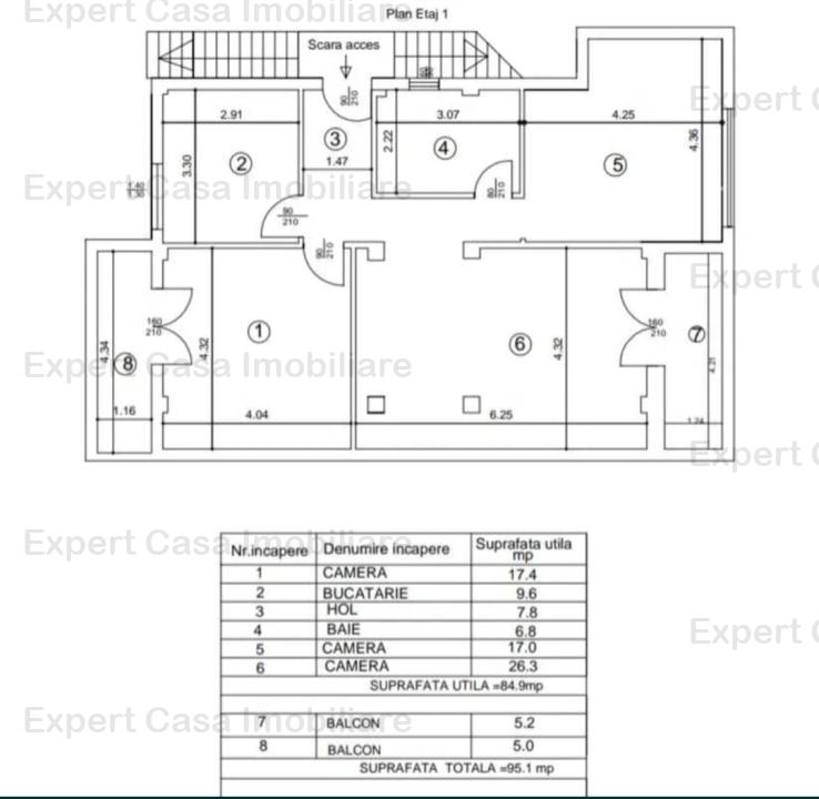 Apartament 4 camere la vila 2023,Podul de Fier-Moara de Vant