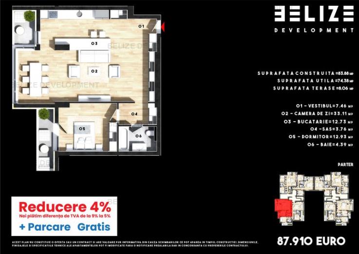 APARTAMENT 2 CAMERE 2 BALCOANE 74 MP