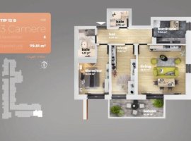 Apartament 3 camere Piata Sudului 79.81 mp utili