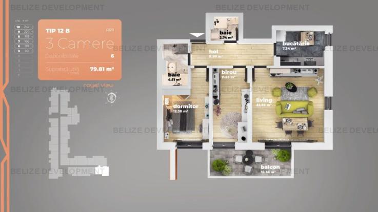 Apartament 3 camere Piata Sudului 79.81 mp utili