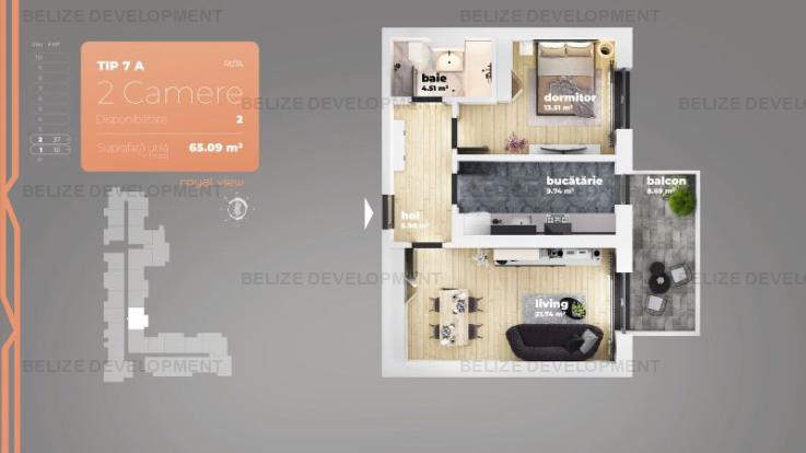 Apartament 2 camere Piata Sudului 56,28 mp utili