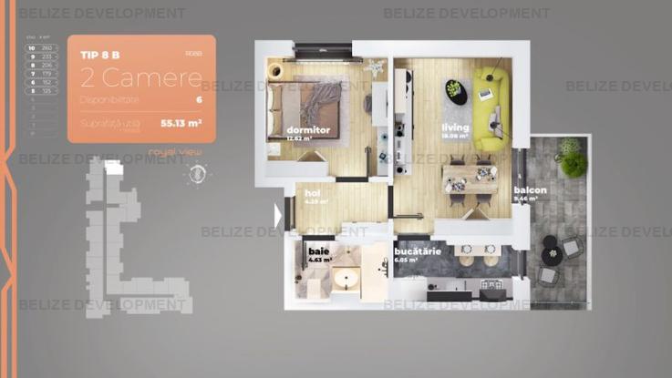 Apartament 2 camere Decomandat  Piata Sudului 55,13 mp utili