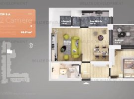 Apartament 2 camere Piata Sudului 66,61 mp utili