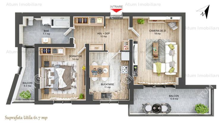 Vanzare apartament 2 camere, Hipodrom 1, Sibiu