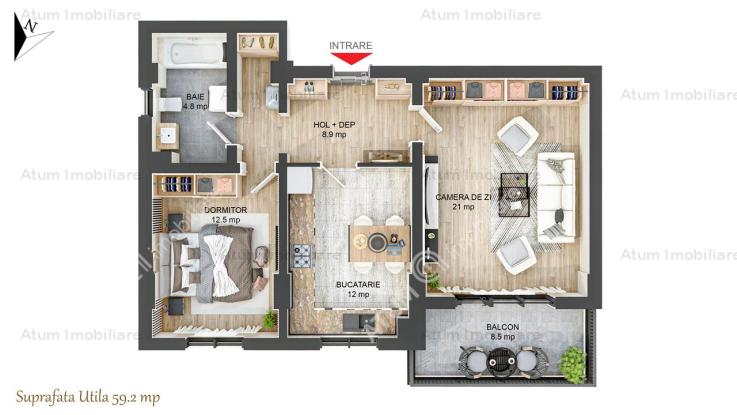 Vanzare apartament 2 camere, Hipodrom 1, Sibiu