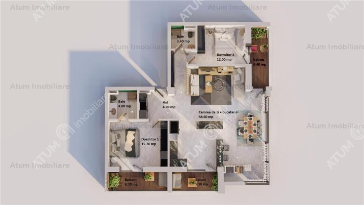 Vanzare apartament 3 camere, Central, Sibiu