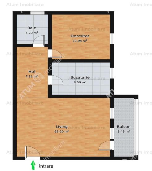 Vanzare apartament 2 camere, Piata Cluj, Sibiu