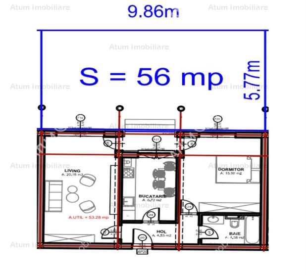 Vanzare apartament 2 camere, Bulevard Mihai Viteazu , Sibiu