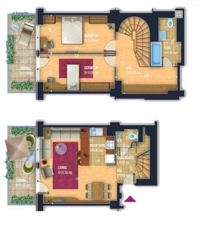 Apartament duplex New Town 3 camere 100mp Dristor / Baba Novac