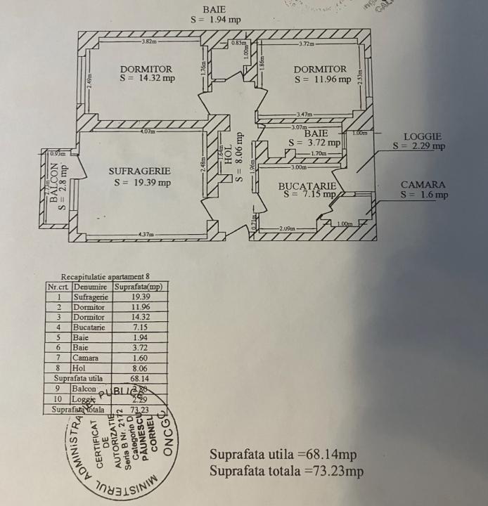 Apartament 3 camere 2 bai 1996 Piata Unirii / Marasesti