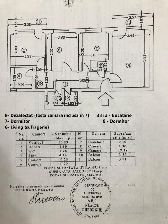 Apartament cu 3 camere cu Centrala Valea Lunga,  Militari