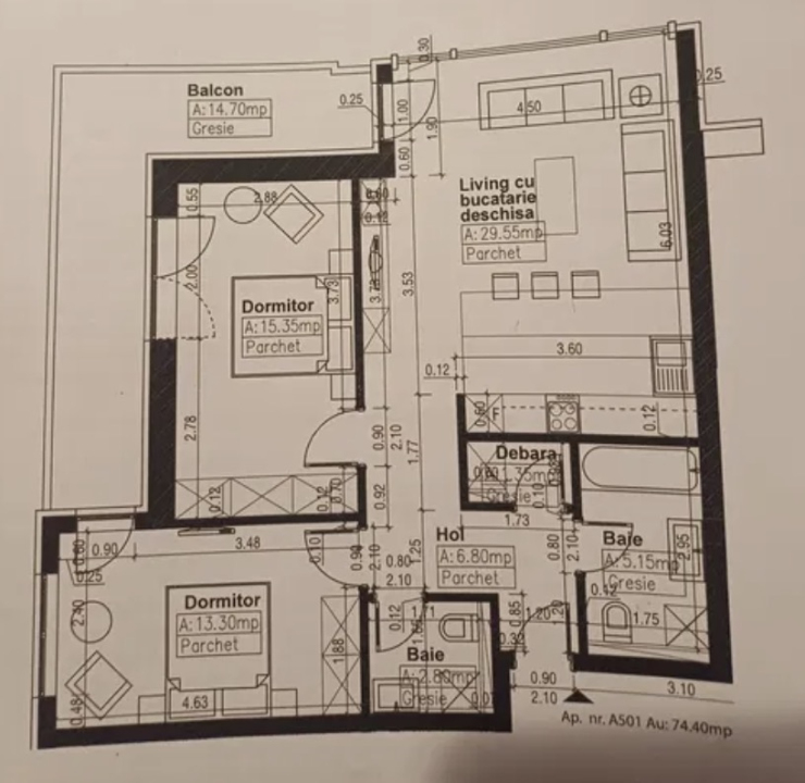 Apartament 3 camere 90mp 2018 Parc IOR / Titan