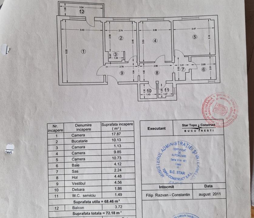 Appartament de 3 camere DECOMANDAT- Rahova-Sebastian 