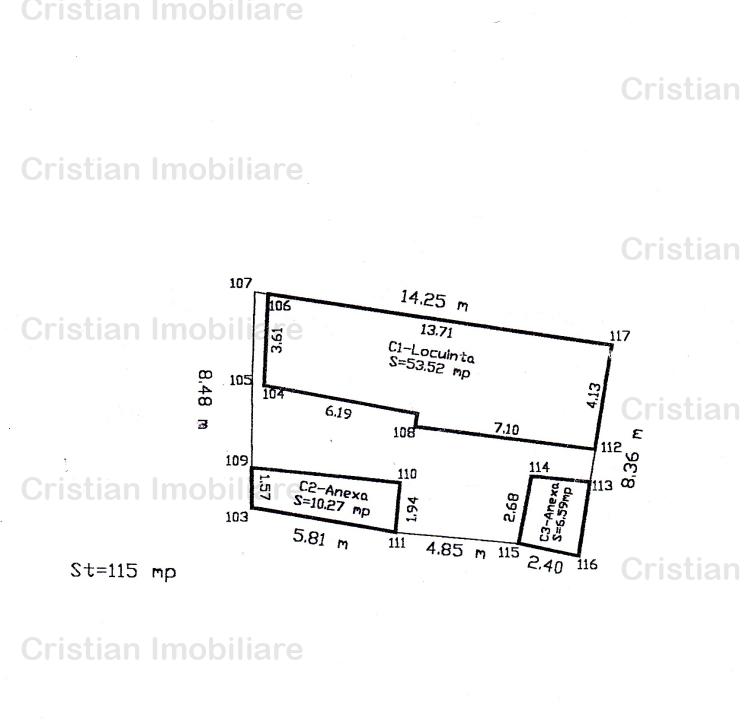 ID 8946 -  Casa 4 camere, St - 115 mp, deschidere 8 m, Chercea