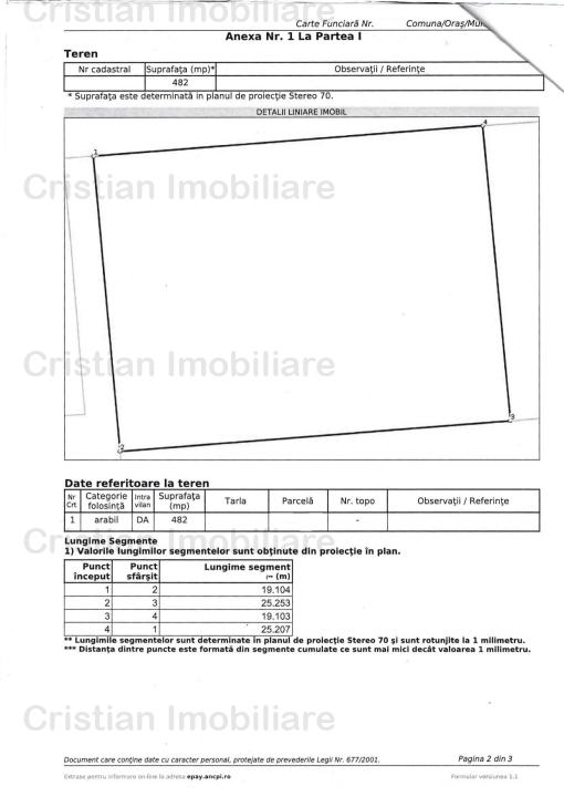 Teren intravilan, Chercea, suprafata 482 mp, deschidere 24 m