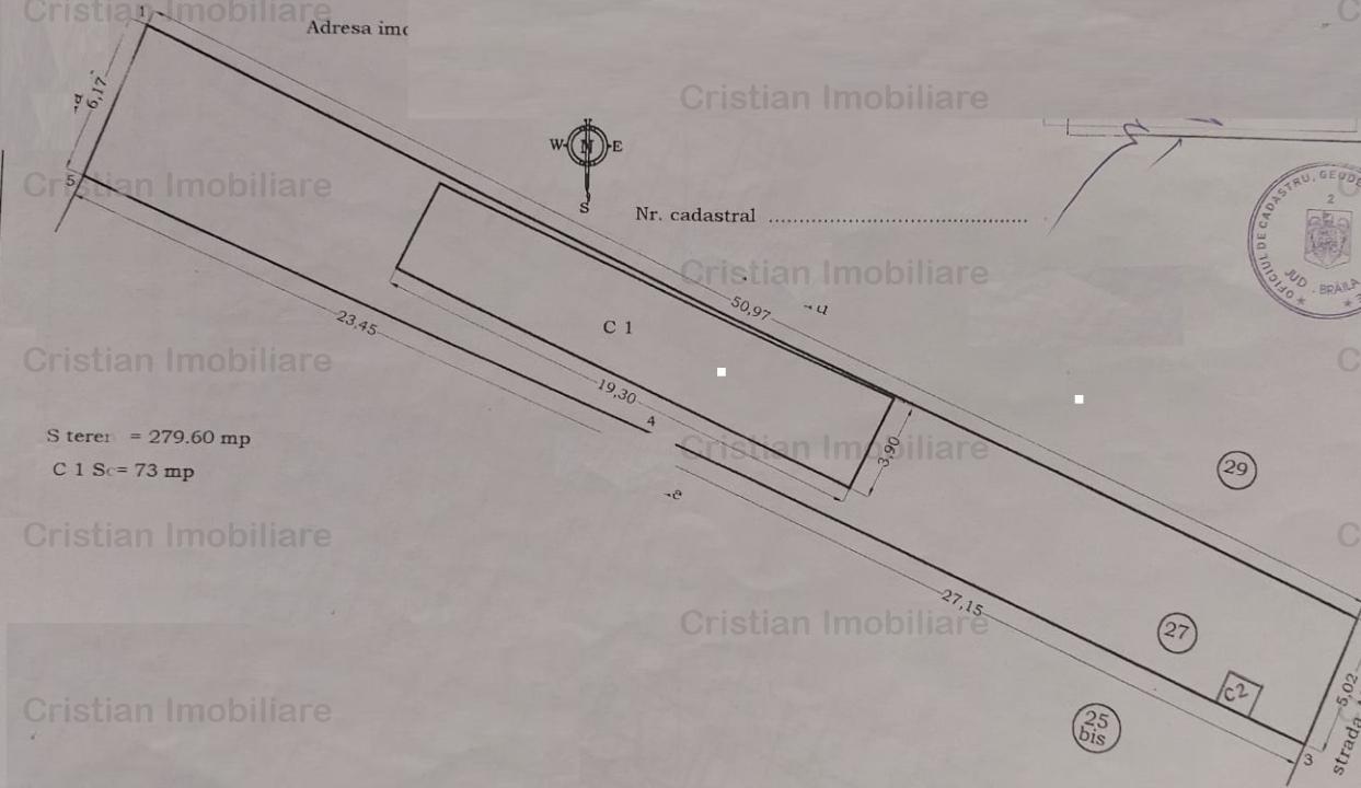 Teren cu casa demolabila, St-280 mp, zona Centrala, cu utilitati