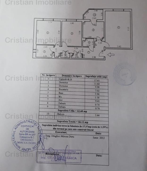 3 camere confort 1 DECOMANDAT 2 bai etaj 3  Calarasi IV