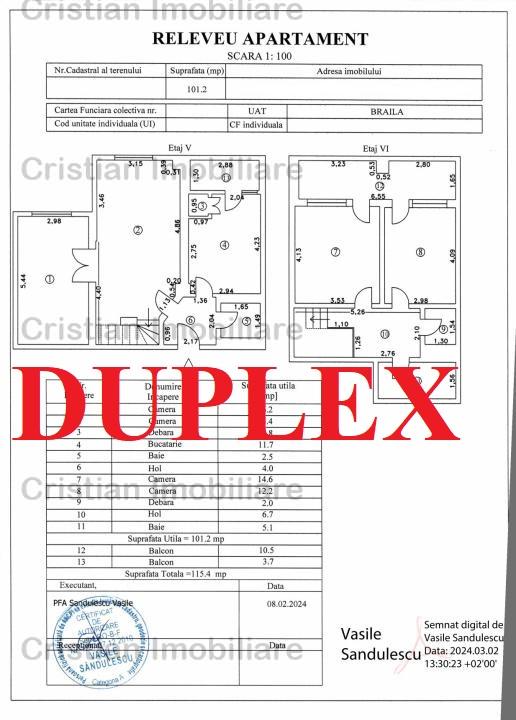 115 mp CALARASILOR Primarie DUPLEX - 4 camere 