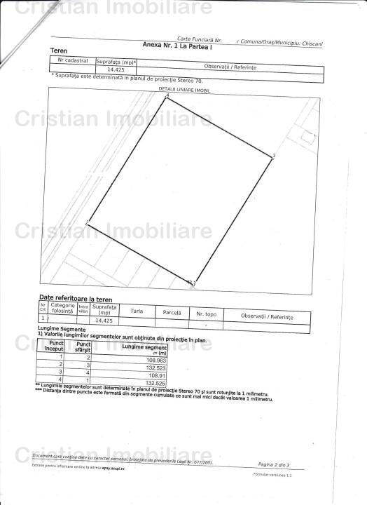 Teren 14425 mp, deschidere 132 m, zona Statiunea Lacu Sarat