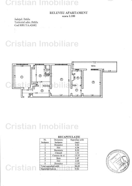 3 camere, 68 mp, confort 1, zona Hipodrom