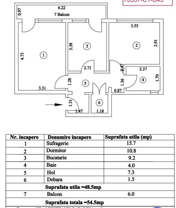 LIBER! MOBILAT! 55 MP - Apartament 2 camere, Vidin, Confort 1 decomandat