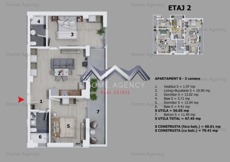 Apartament 3 camere Otopeni - preț final, include TVA și parcare!