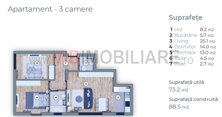 Apartament de vanzare, mobilat si utilat, finisaje si design de calitate