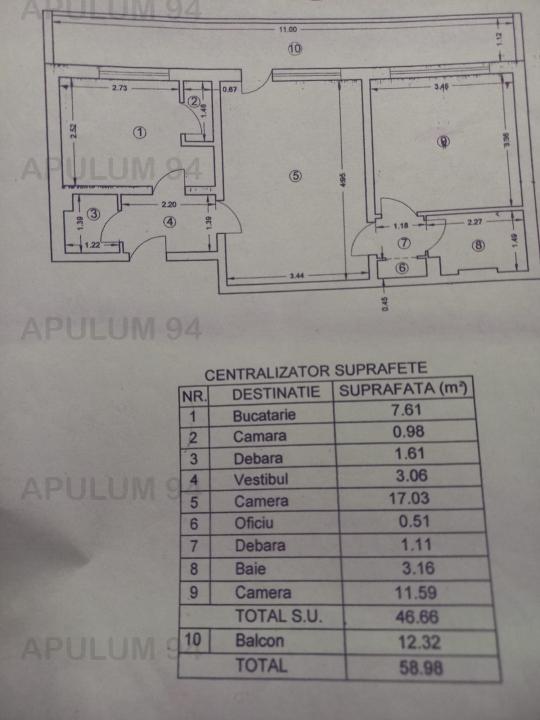 Apartament 2 camere, 47mp, zona Brancoveanu Piata Sudului