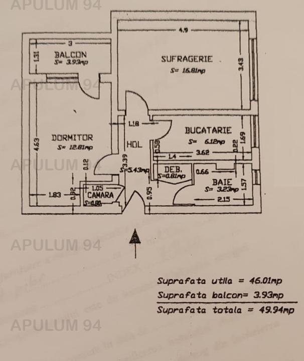 Apartament 2 camere 50mp loc parcare zona Brancoveanu Cultural