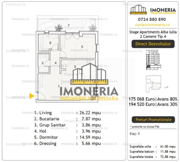 2 camere Tip 4 | Stage Apartments Alba Iulia | 400 m Mall Vitan