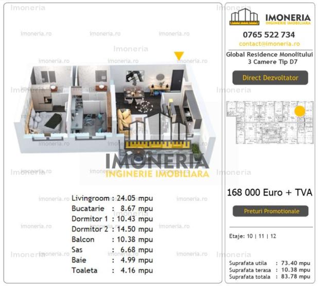 3 camere | finalizat | 2 min metrou Mihai Bravu | comision 0%