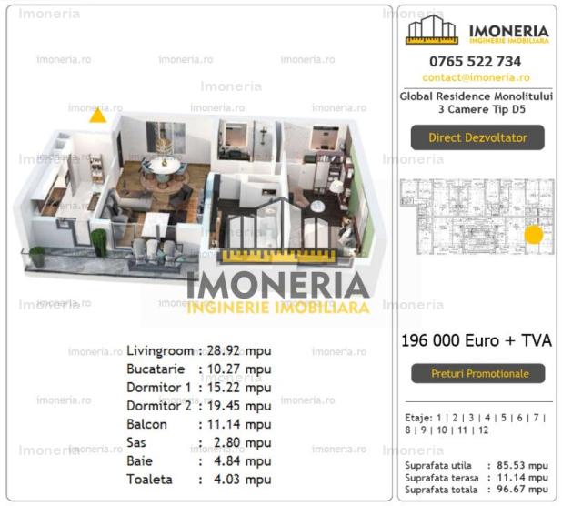 3 camere C2 | metrou Mihai Bravu 2 min | comision 0%