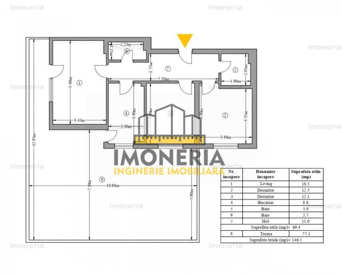 3 camere+terasa+parcare| 100m Metrou |birou/rezidential |0% comision