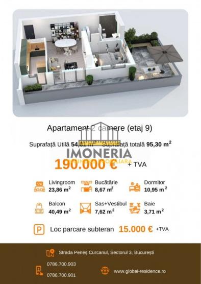  2 camere spatioase | 74 mpu | metrou Mihai Bravu la 2 minute