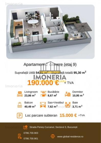  2 camere spatioase | 74 mpu | metrou Mihai Bravu la 2 minute