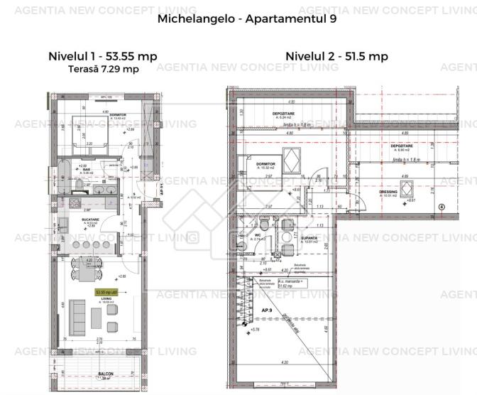 Penthouse 4 camere- mobilat si utilat, intabulat  (NCL-57F-Mi)