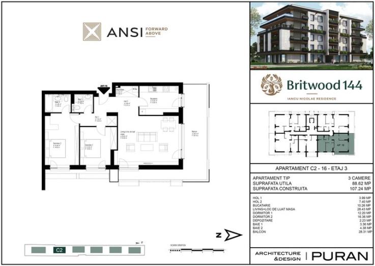 De vânzare apartament 3 camere – BRITWOOD 144, Iancu Nicolae