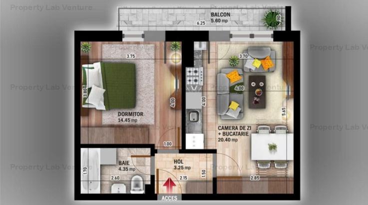 Apartament de 2 camere tip studio decomandat în zona Theodor Pallady