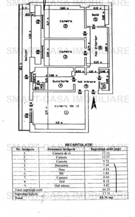 Apartament 3 camere Centru etajul 1