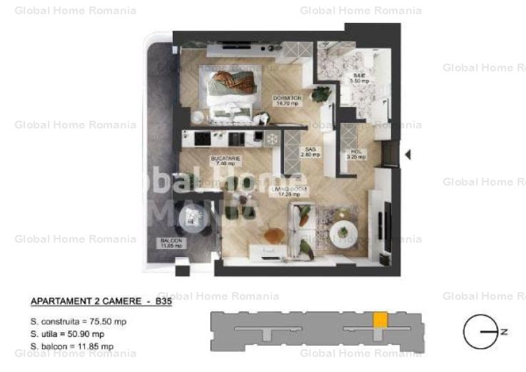 Apartament 2 camere 75,5 MP | Zona Pipera - My Place North | Pipera Plaza