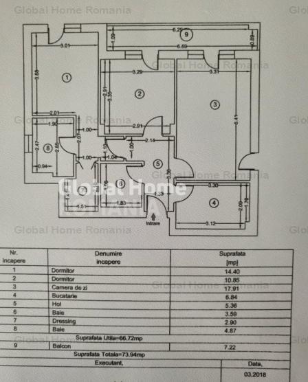 Apartament 3 camere 74MP | Bucatarie inchisa | Panoramic View | Cosmopolis