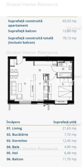 Apartament 2 camere 54 MP | Zona de Nord - Aviatiei | Aviatiei Tower 