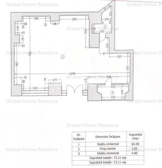 Spatiu comercial 72 MP | Zona Unirii - Piata Unirii | Stradal | Vitrina 10 ML