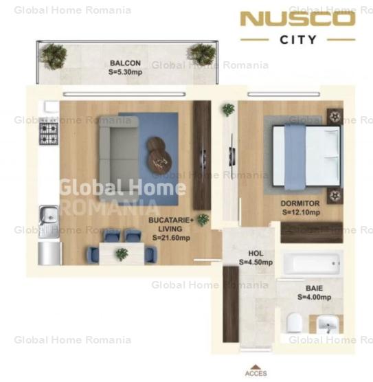 Apartament 2 camere | NUSCO City - Aviatiei | Centrala | Finisaje Premium