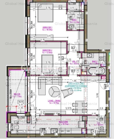 Apartament 3 camere 122 MP | Constanta - Soveja - Tomis III | Finalizare 2026