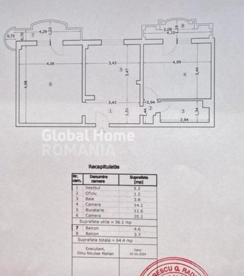 Apartament 2camere Unirii-Zepter -Planul  doi | Centrala Proprie