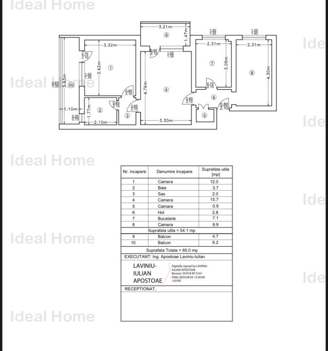 Apartament 3 camere Podu Ros-Bulevard 96.500