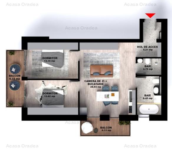 Apartament 3 camere, comision 0, direct de la dezvoltator. 176 500 E