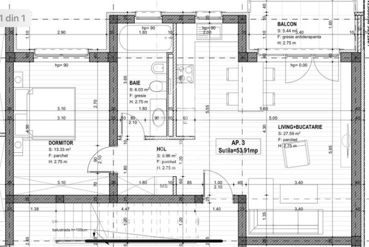 Apartamente cu 2 camere, 54 mp utili, finisaje la alegere.